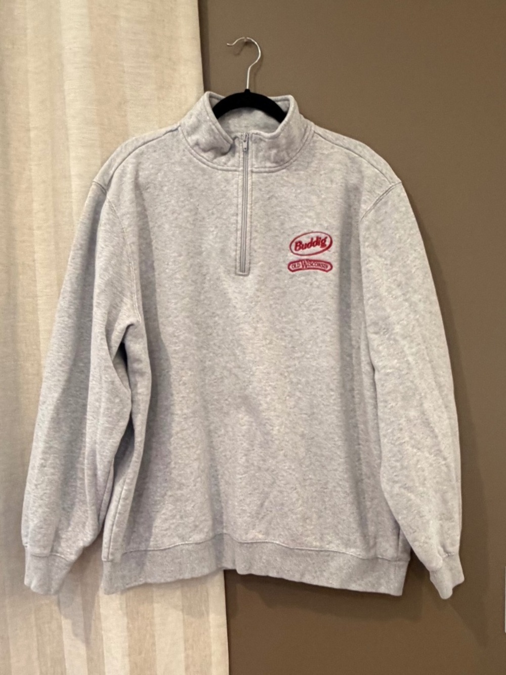Comfy Oversized Gray Lounge sweatshirt, Sport Tee, 1/4 Zip, Size XL